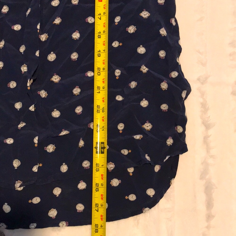 Final Price- J CREW 100% Silk Clock Print Blouse - Picture 9 of 9